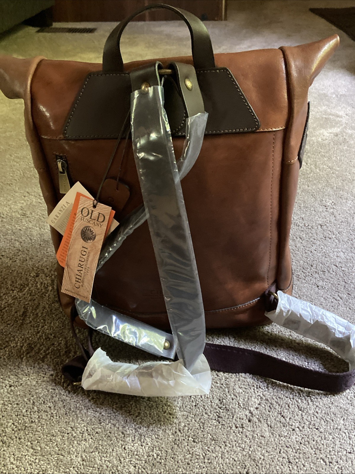 Chiarugi Italian Leather Backpack Brown Luxury Tuscan Work Travel Laptop Durable