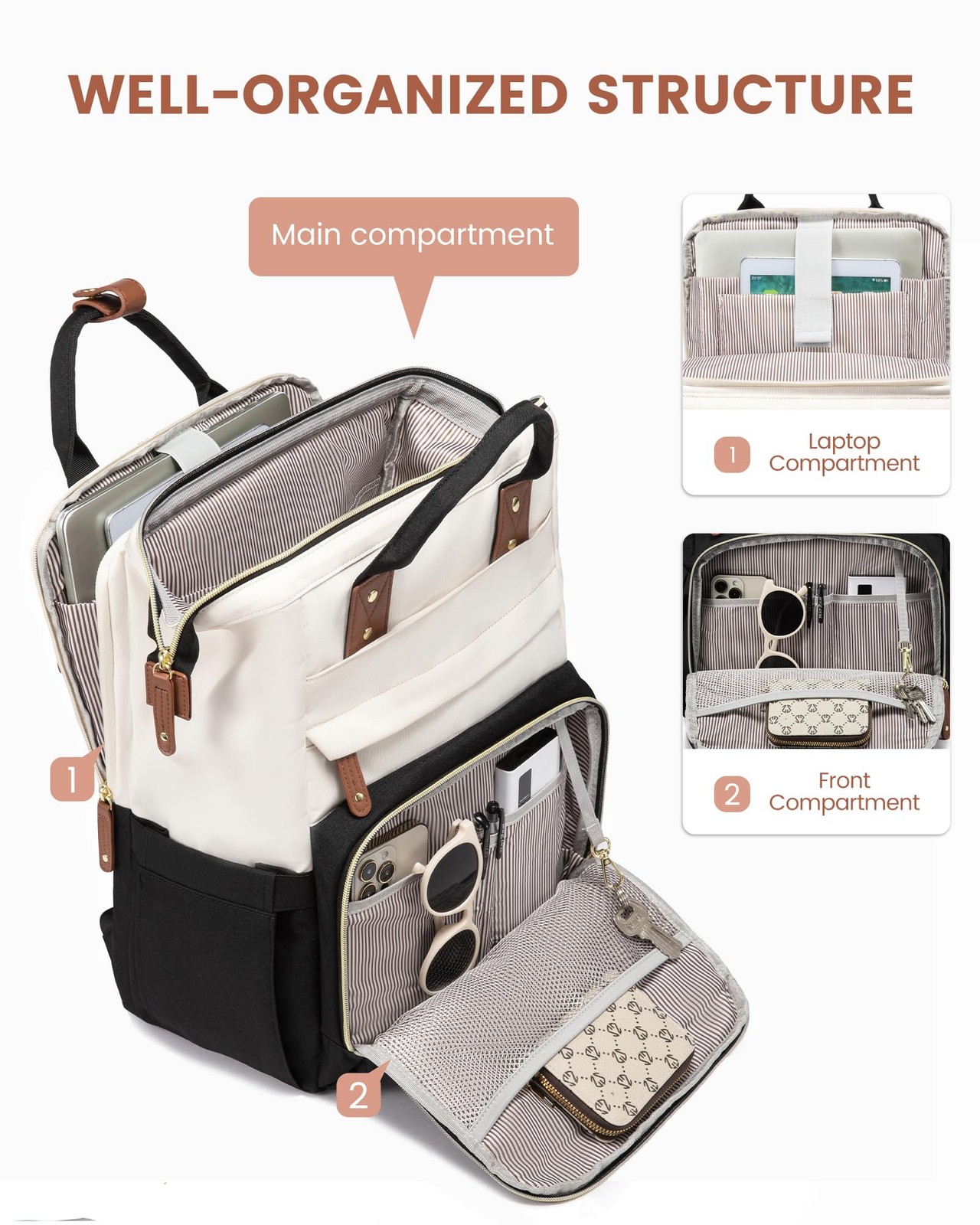 LOVEVOOK 15.6 inch Waterproof Laptop Backpack for Women Nurse Teacher Bag