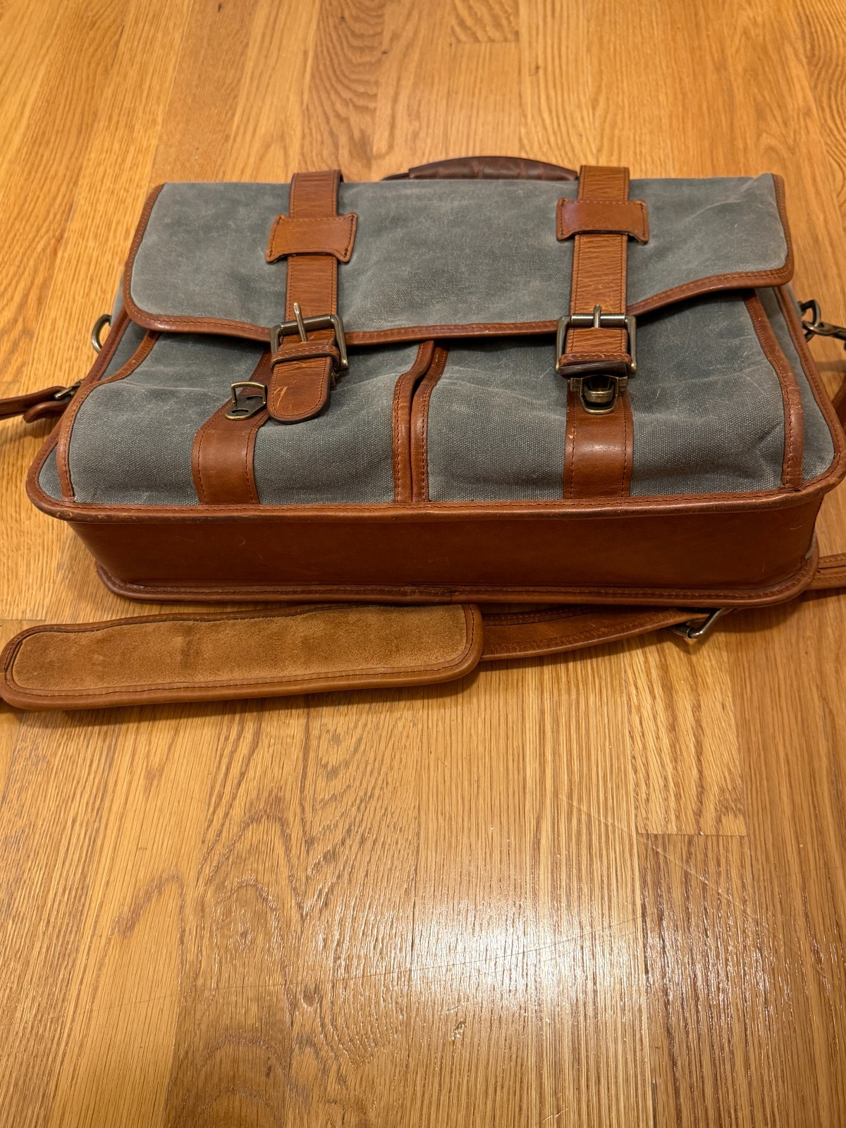 Korchmar Garfield Waxed Canvas Briefcase Bag Grey