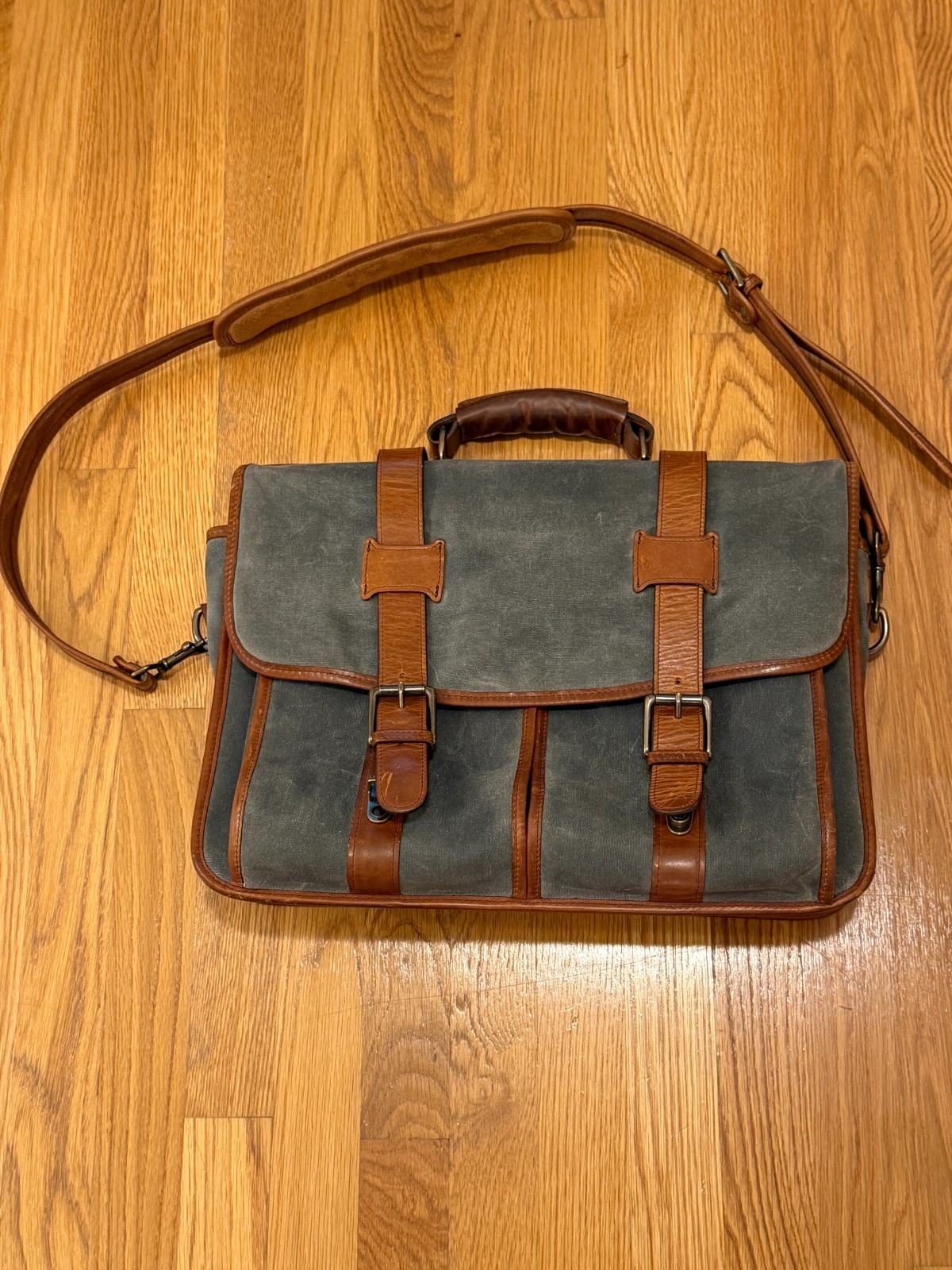 Korchmar Garfield Waxed Canvas Briefcase Bag Grey