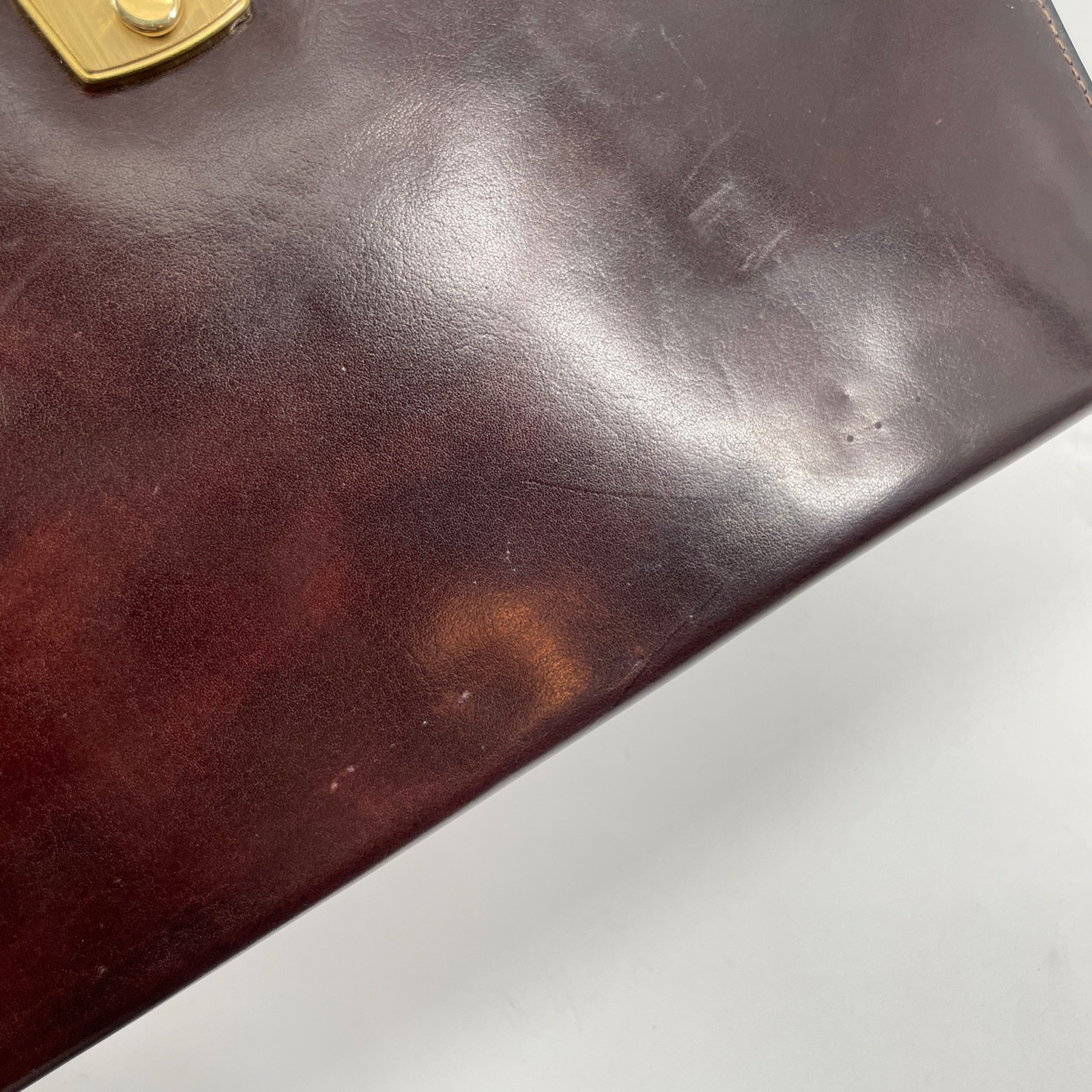 Bosca Dark Brown Leather Briefcase bag hand stained hide lock USA portfolio key