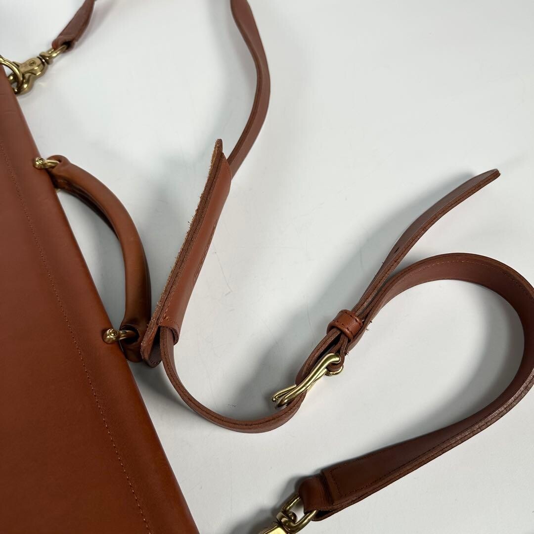 COACH 5226 Leather Briefcase Messenger Bag Flap Turn Lock Brown Auth From JAPAN