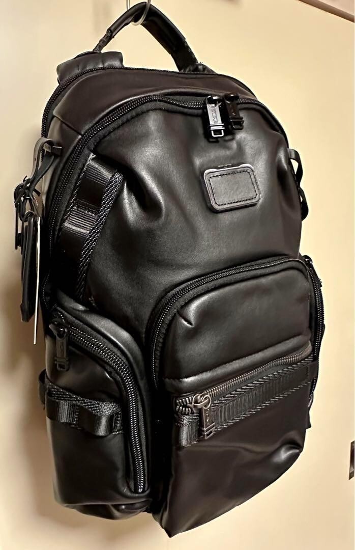 TUMI Alpha Bravo Search Leather Backpack Business Bag Srorts Outlet Black