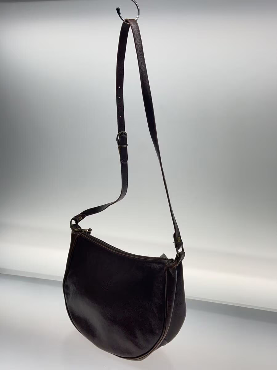 IL BISONTE Shoulder Bag, Leather, Brown, Made in Italy, Grained Leather, Half-Mo