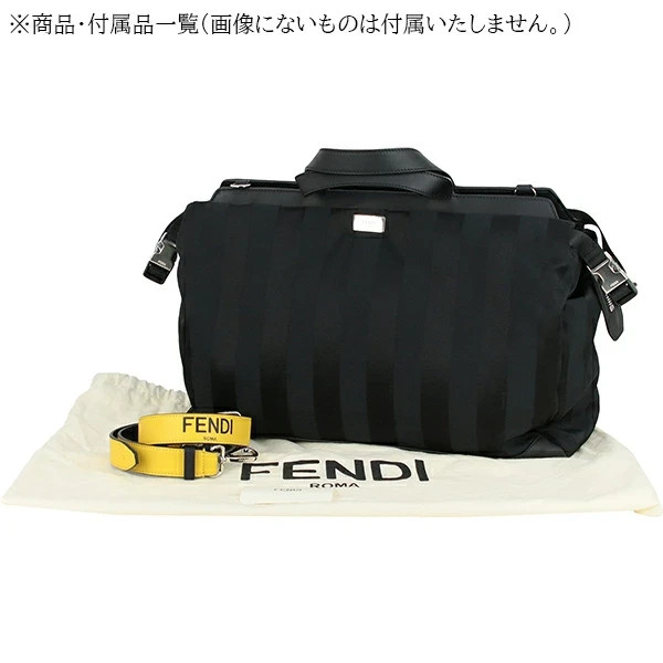 Fendi PEEKABOO Iconic Medium Pecan Canvas Leather 7VA501 Black Shoulder bag 2WAY