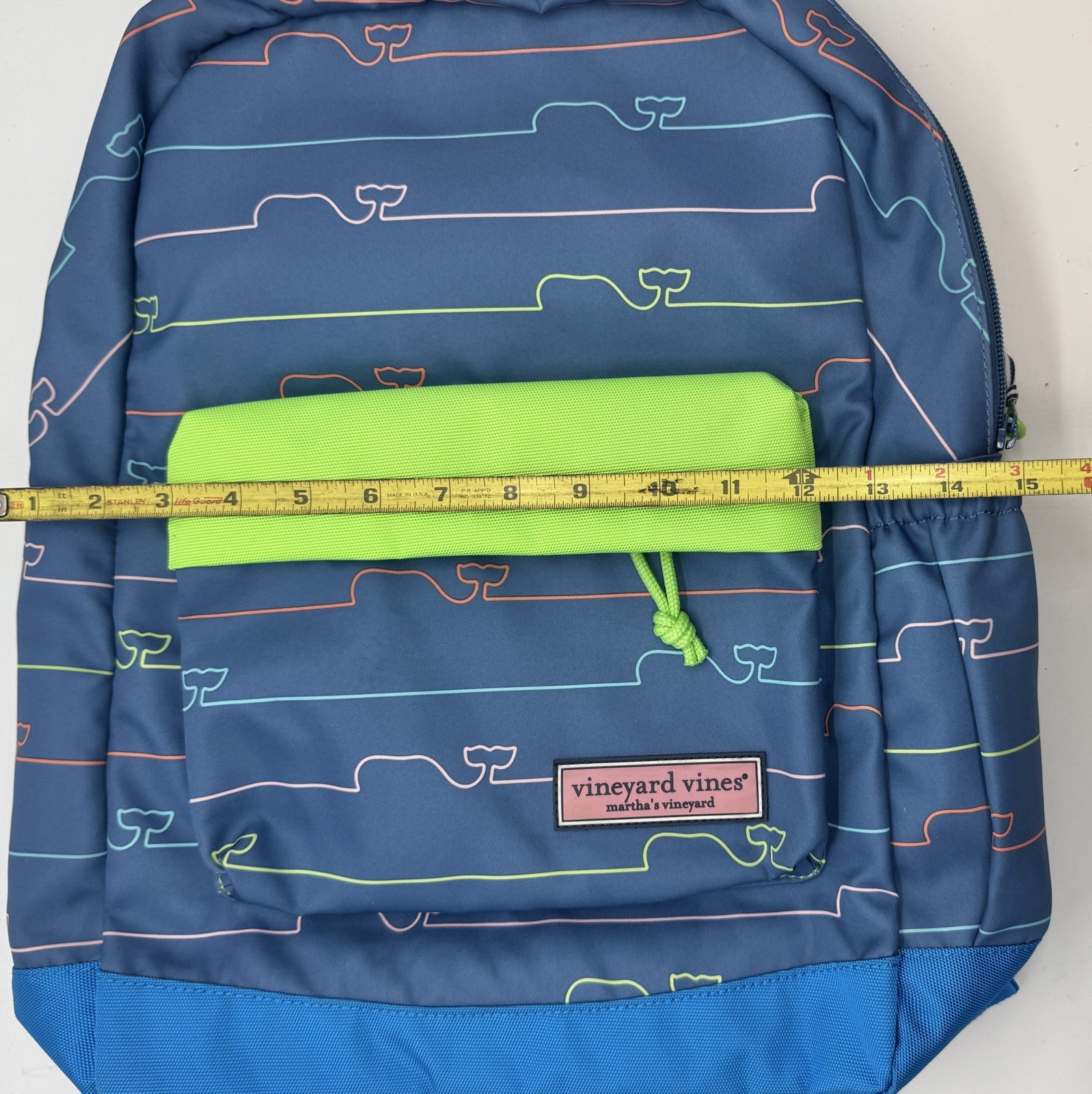Vineyard Vines Backpack Blue Multicolor Whale Logo Padded Laptop School Book Bag
