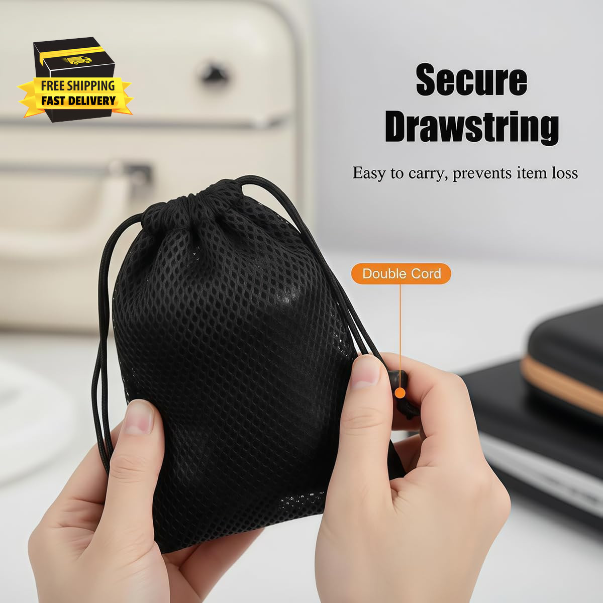 6Pcs 10X15Cm/4X6 Inch Black Nylon Mesh Drawstring Bag Pouch String Bags Small Tr