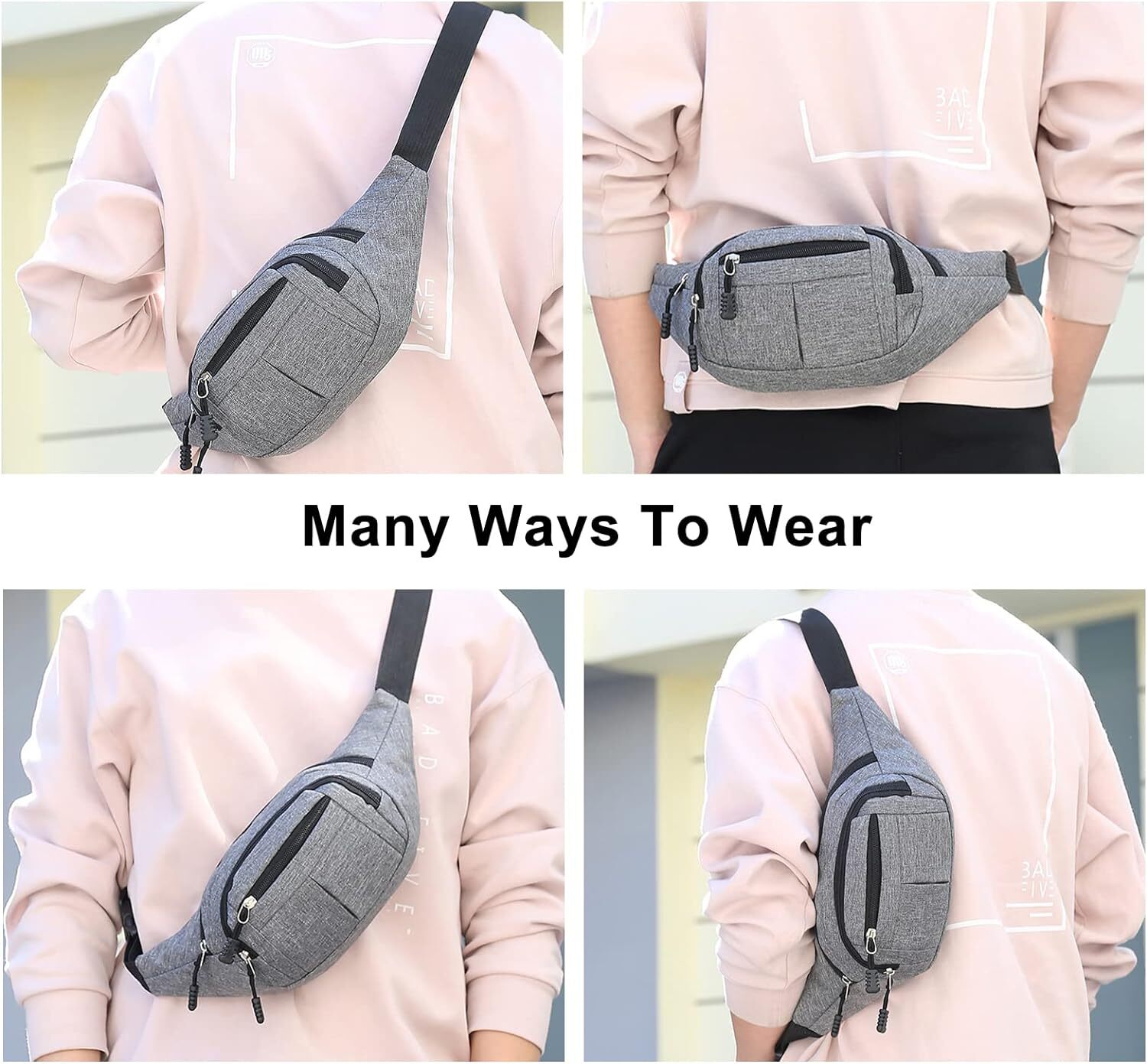 Men Women Fanny Pack Belt waist Bag Cross body Sling Shoulder Travel Sport Pouch