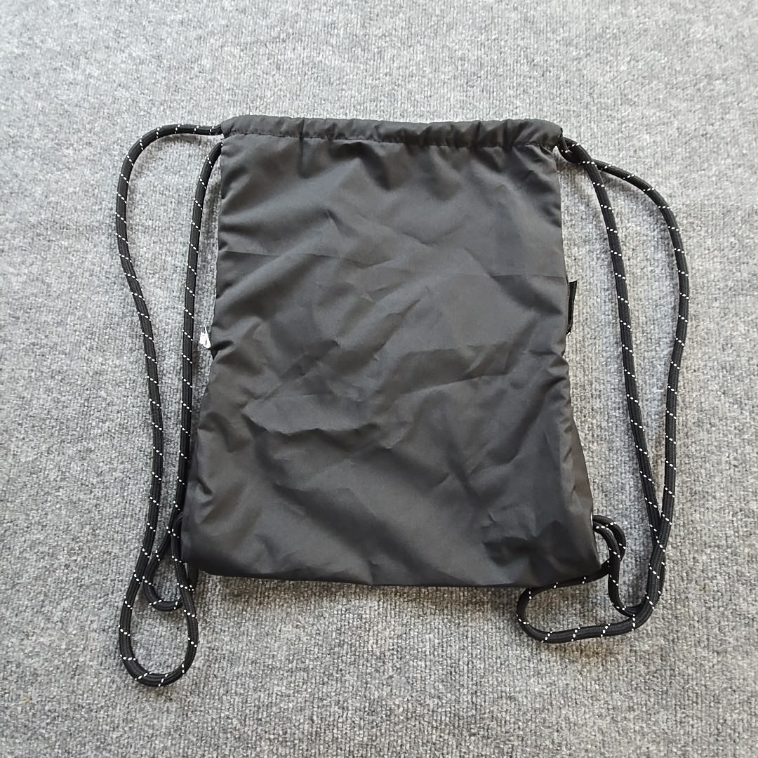 NIKE Black Drawstring Backpack/String Bag (with Side Zipper Pocket)