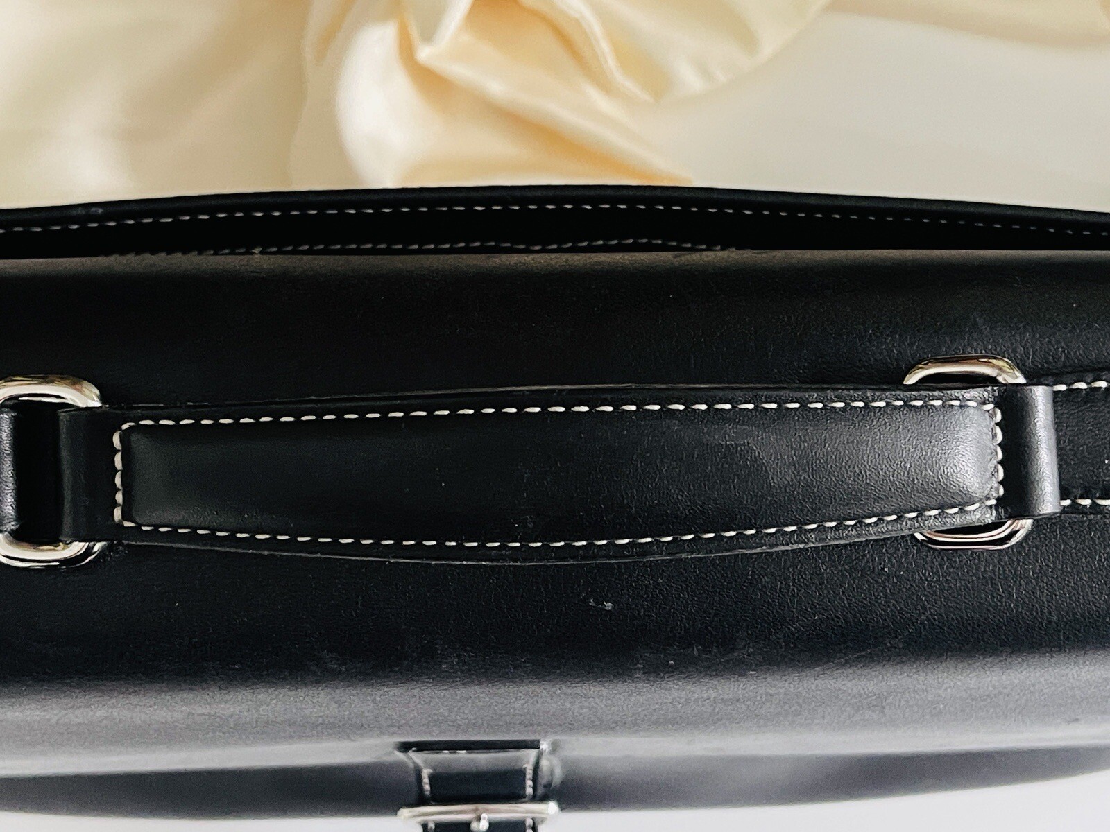 COACH Black Leather Briefcase Laptop Messenger Bag Single Handle w/ Strap MINT