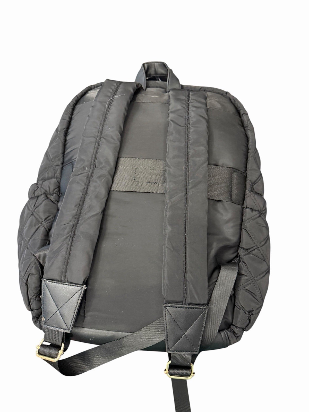 Joan & David 18″ Diamond Quilted Puffer Nylon Travel School Backpack $190 Black