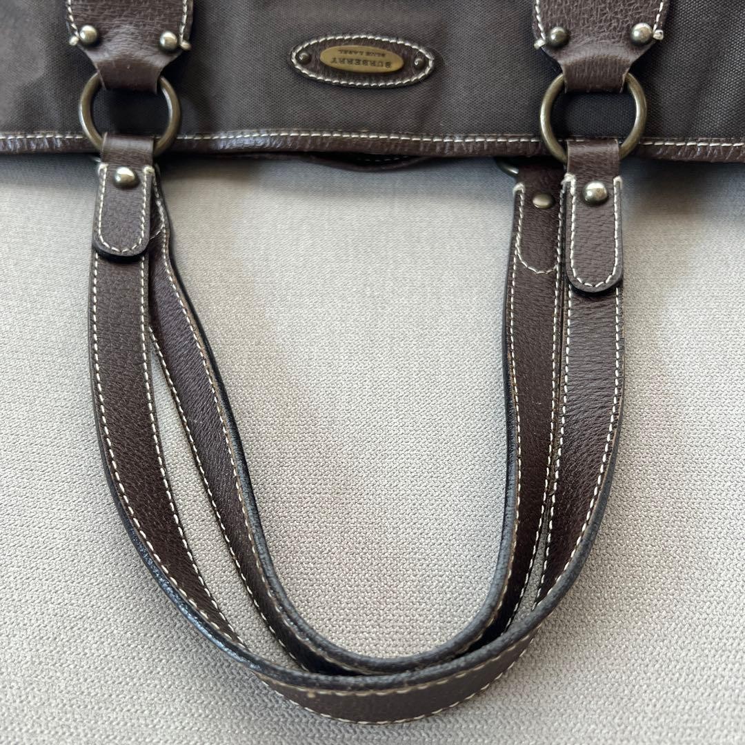 Authentic Burberry Blue Label Canvas & Leather Tote Bag 36cm x 32cm x 18cm Dark