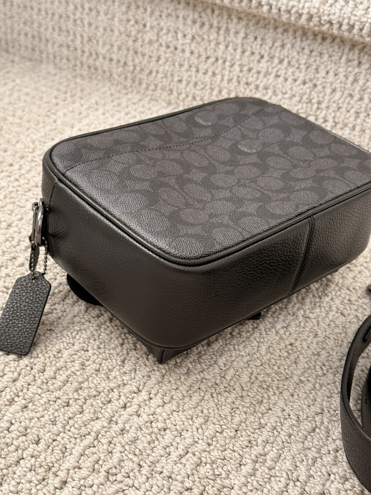 NWT 🖤 COACH MEN’S CW217 Warner Crossbody Bag In Signature Canvas Charcoal/Black