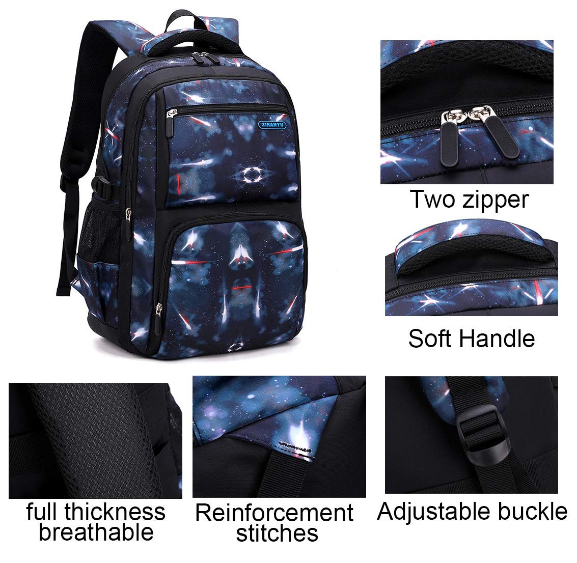 Space Pattern Galaxy Backpack Boys Primary Junior Middle Daypack Men High Mid…