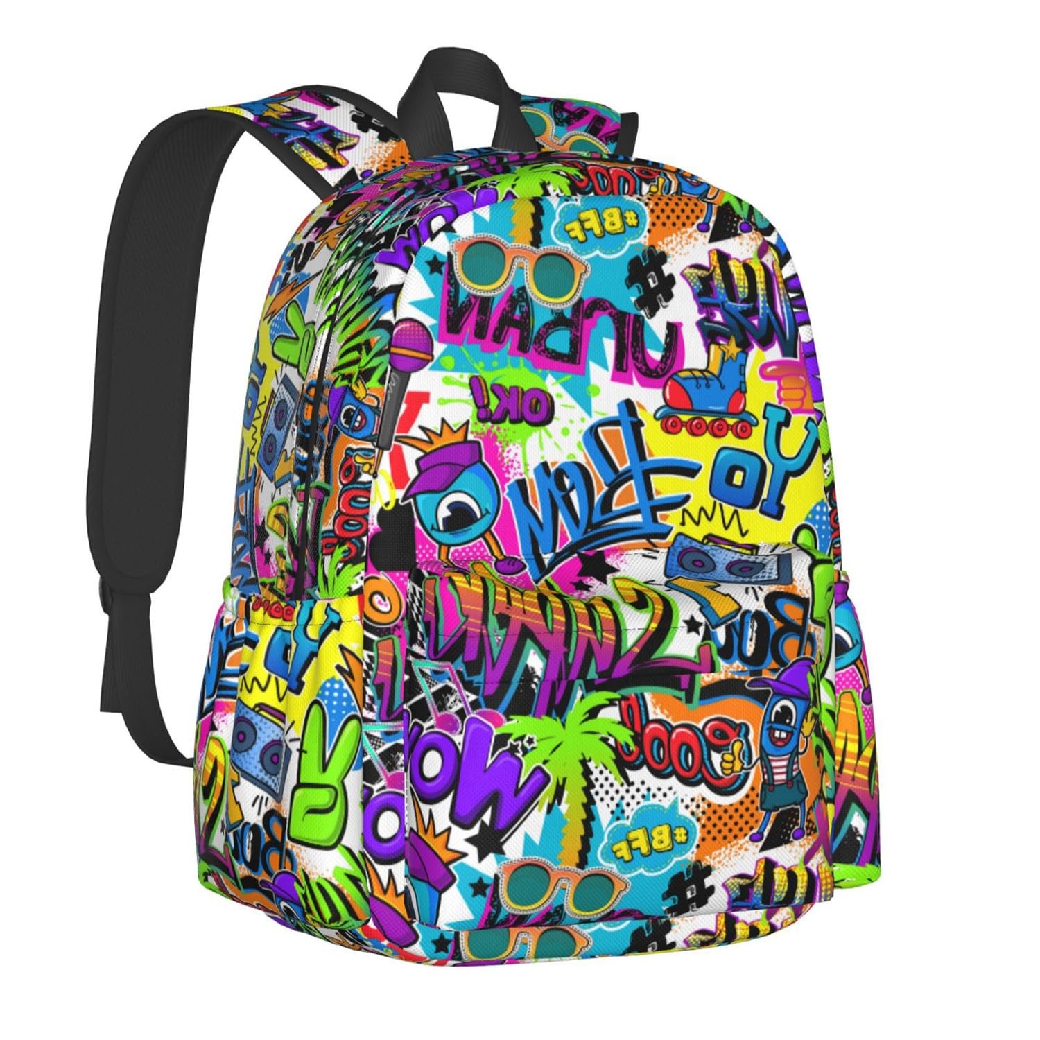 Black Blue Graffiti Multipurpose School Bag Bookbag for Teenage Boys Girls Da…