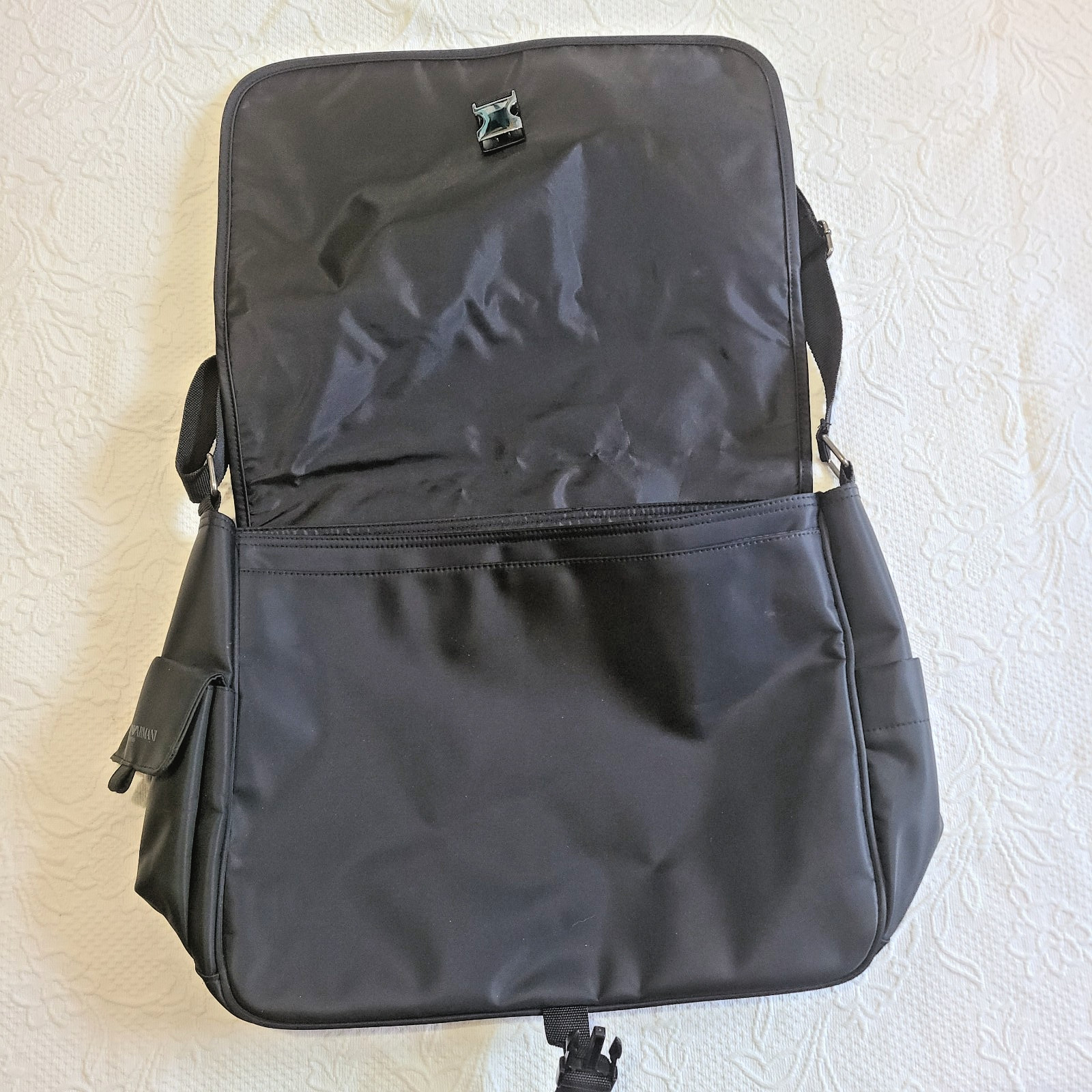 Emporio Armani Parfums Messenger Shoulder Cross Body Bag Laptop Black Nylon NWOT