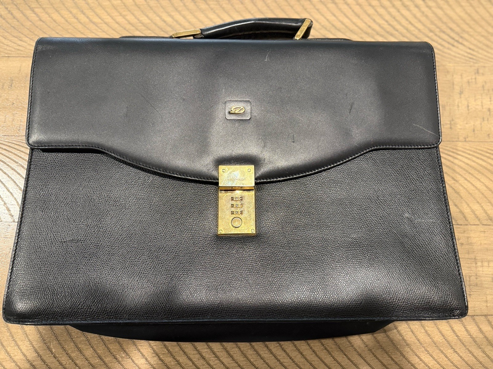 dunhill Black Combination Lock Men’s Briefcase with Inner Dividers