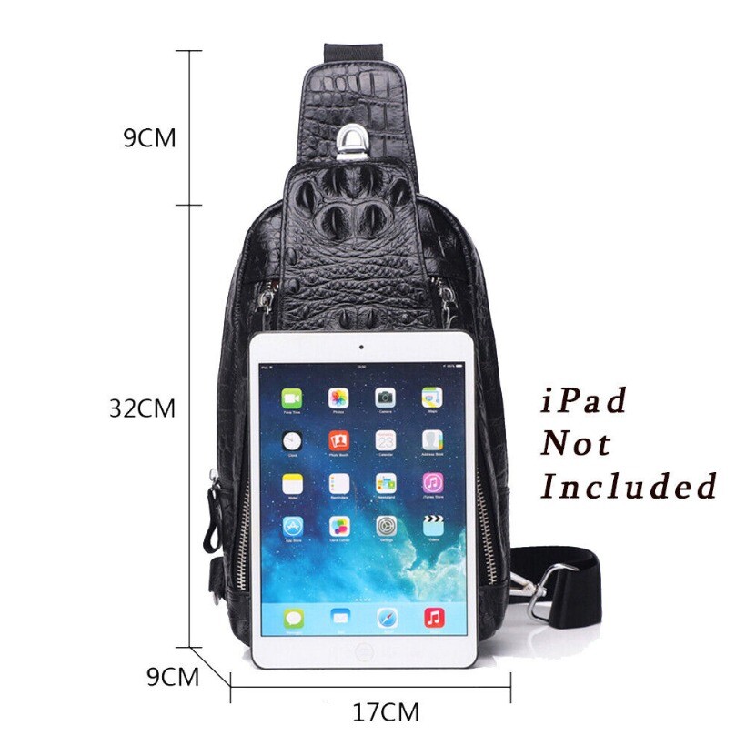 Men’s Leather Chest Bag Tactical Backpack Single Shoulder Crossbody Travel Bag