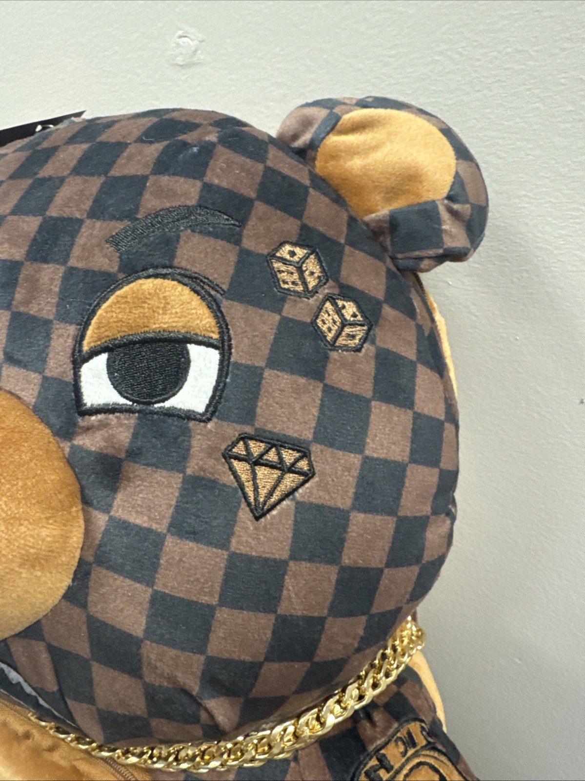 SPRAYGROUND Plush Offended Money Bear Checkered Backpack Bag Limited Edition