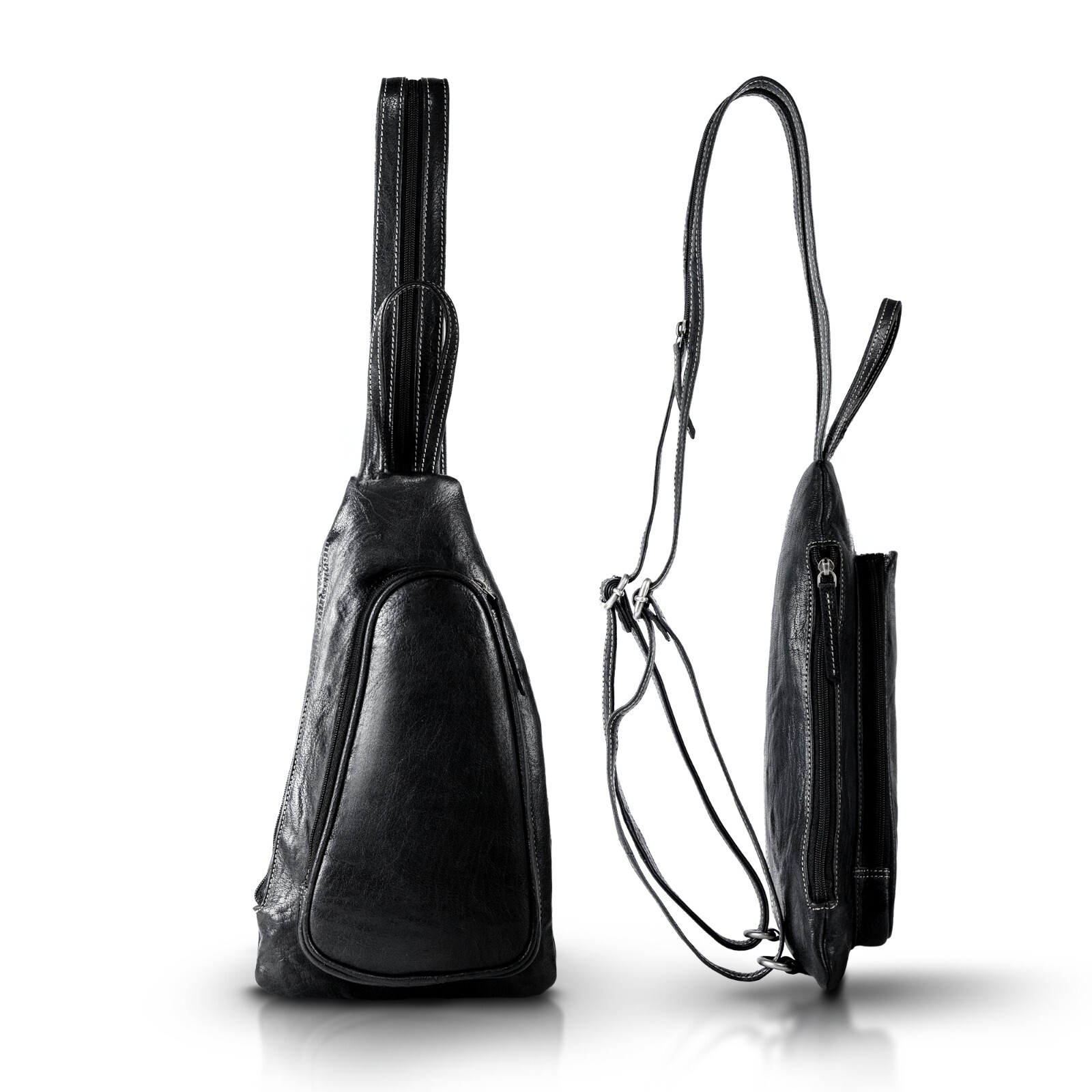 Leather Sling Bag for Men Cross Chest Shoulder Bag W/ Anti-Theft Hidden Air Tag
