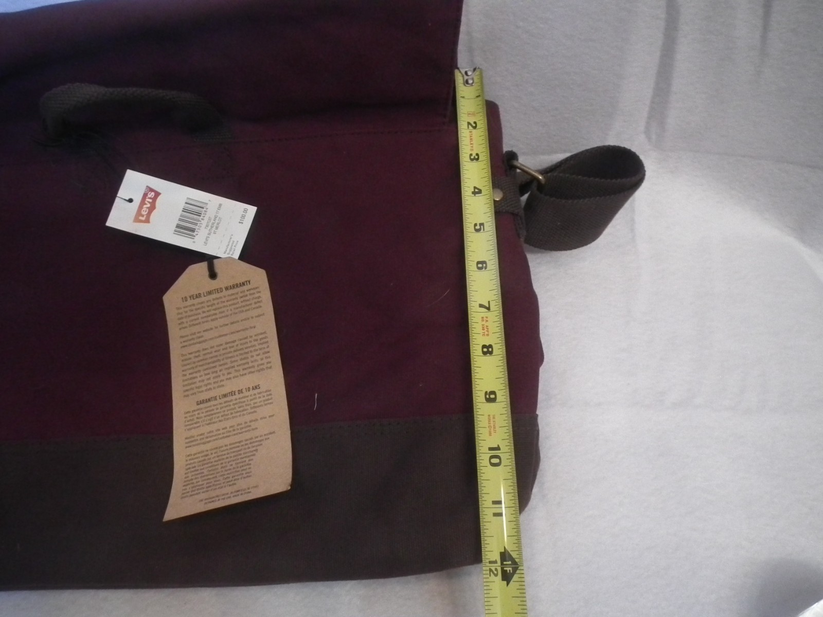Levi’s Messenger Bag Burgundy Maroon and Brown Canvas Crossbody Large NWT