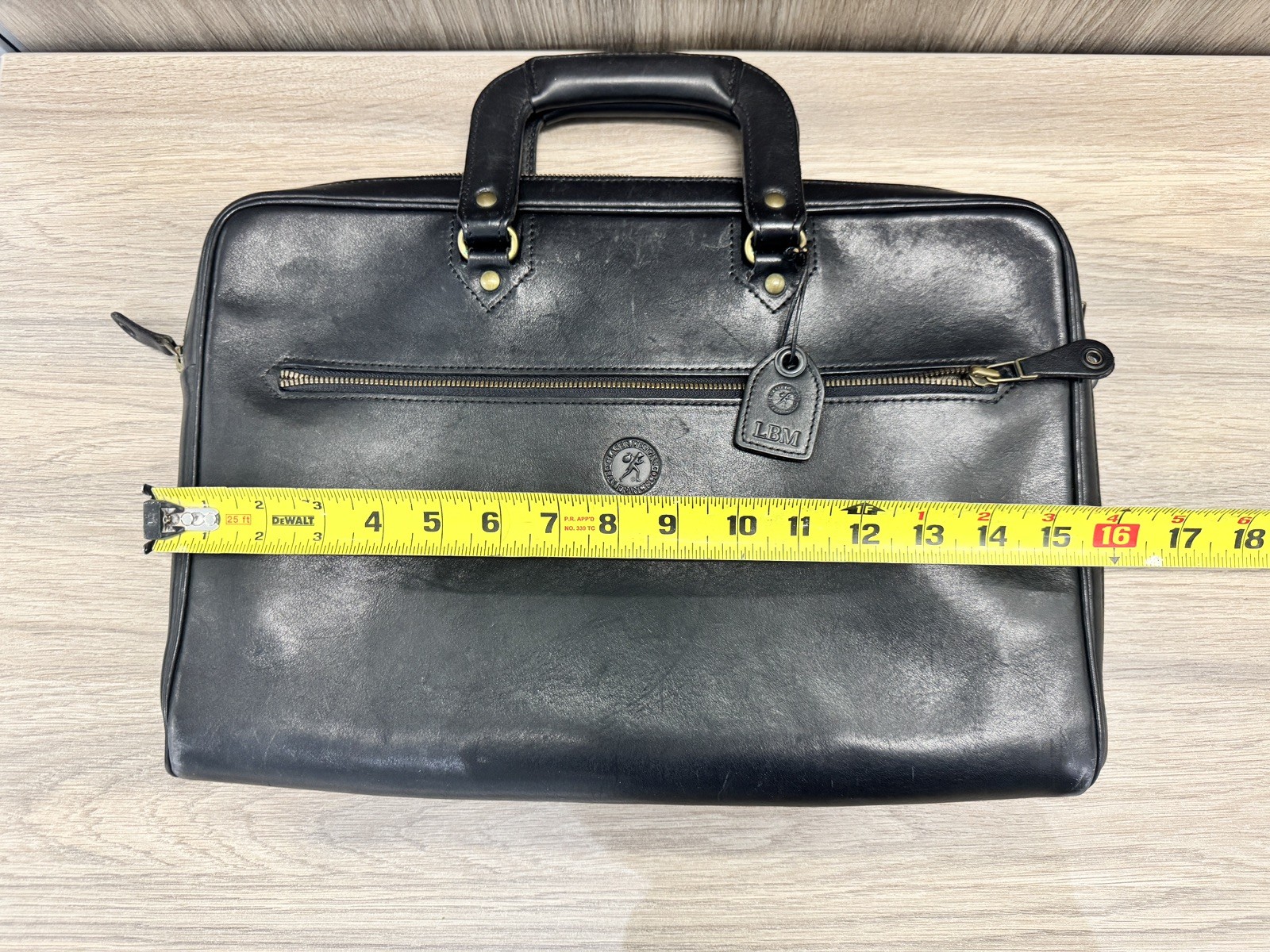 Glaser Designs San Francisco Black Leather Briefcase Laptop Bag *See Description