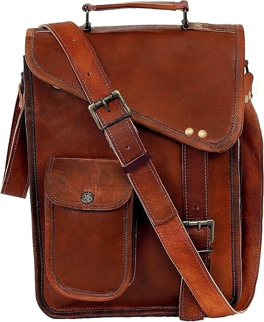 Leather Satchel Tablet Bag Laptop Case Office Briefcase Messenger Gift for Men