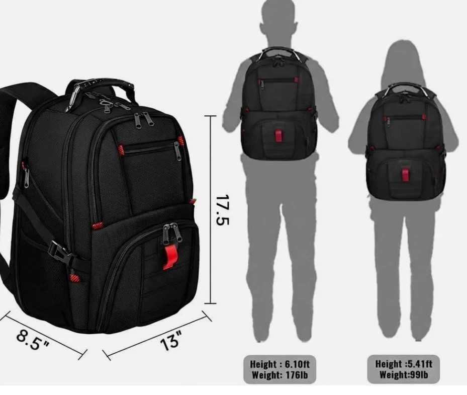 50L Extra Large Travel Backpack – Water Resistant Laptop Bag with Shoe Compartme