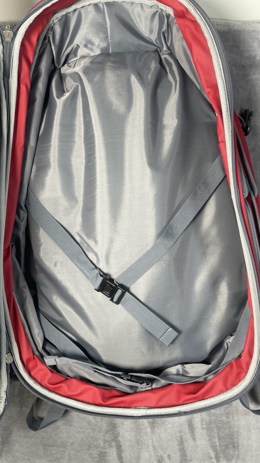 Amazon Basic Carry On Travel Backpack Multi Carry Option Red ( Dirty On Front