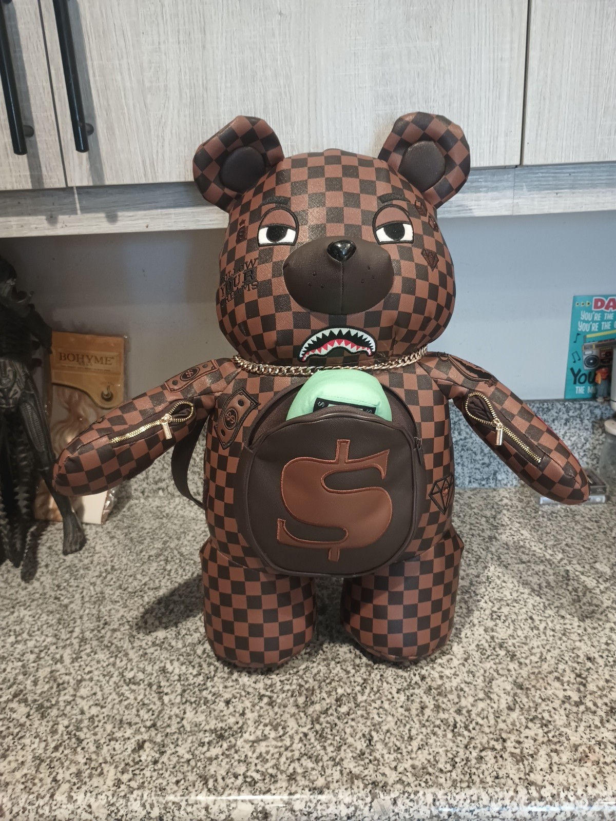 Sprayground Brown Teddy Bear Backpack Monogram Money Checkered Bag *SOLD OUT 🧸