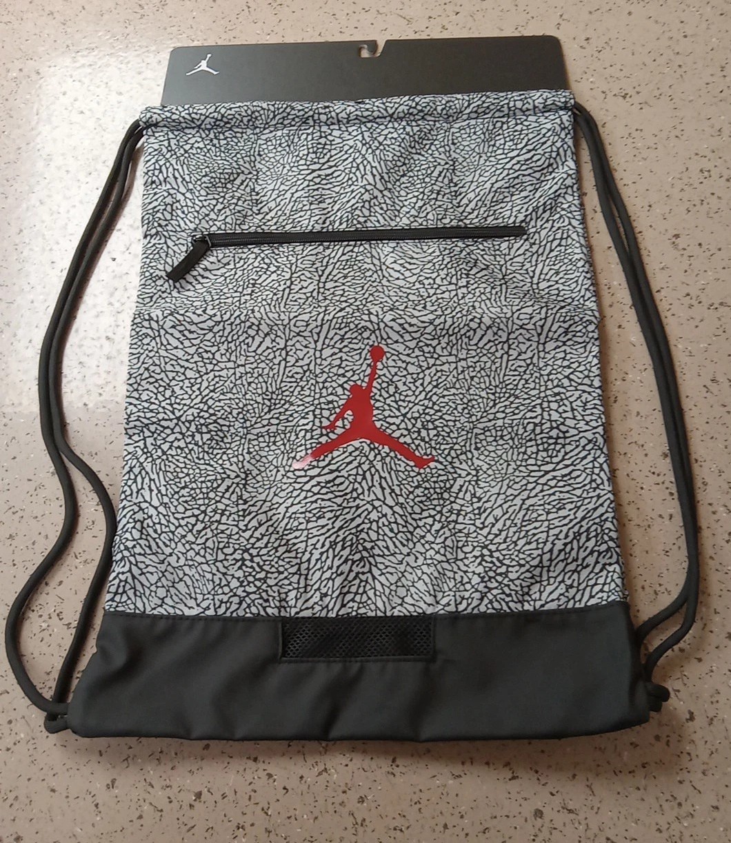 Nike Air Jordan Cement Elephant Print Jumpman Drawstring Sports Gym Bag Backpack