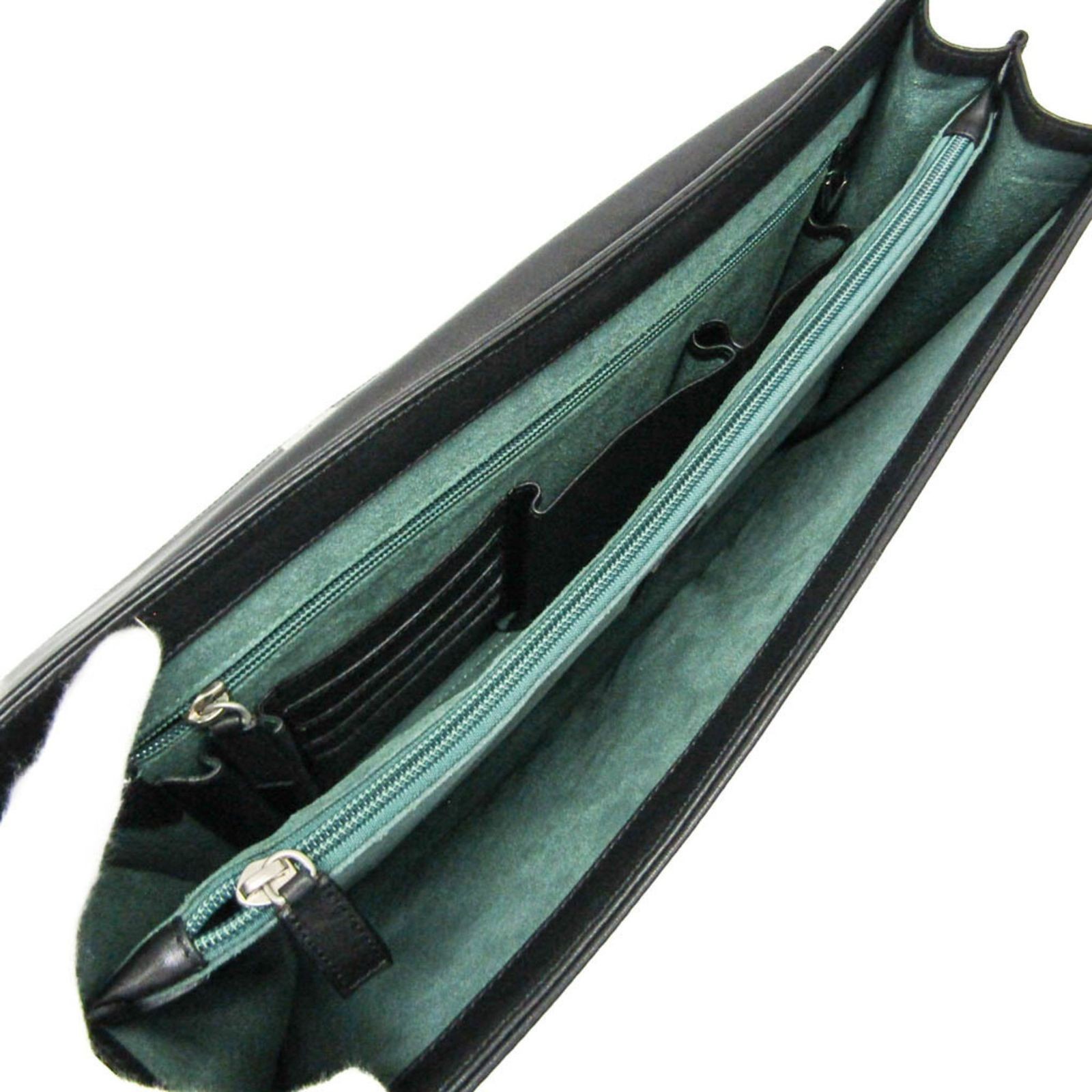 Dunhill MULSANNE Briefcase Business Bag Black Leather Flap Push Lock Men’s