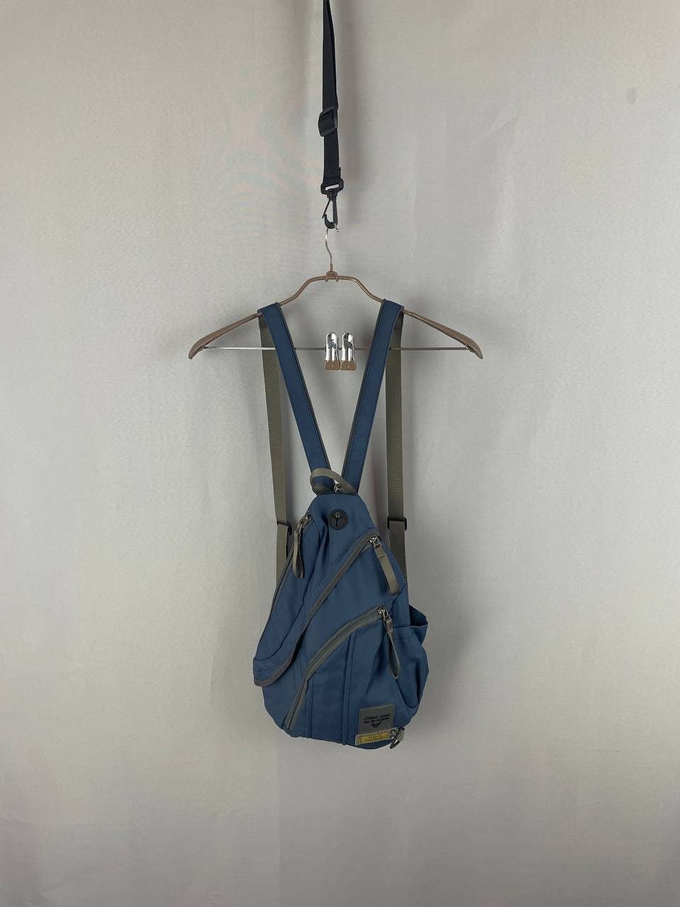 Avirex Vintage Backpack Blue Polyester Double Shoulder Strap Zipper