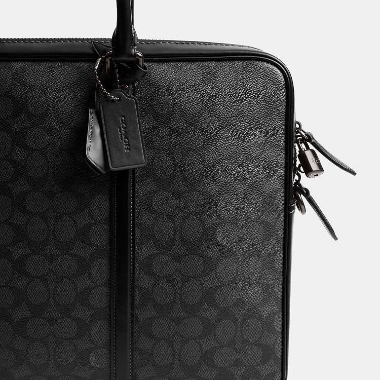 Coach Metropolitan Slim Briefcase in Signature CanvasCharcoal /Black NWT