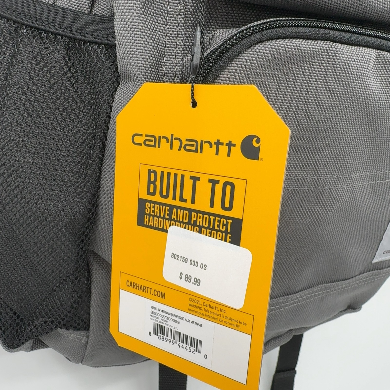 Carhartt 27L Single-Compartment Backpack Laptop Sleeve Duravax Gray