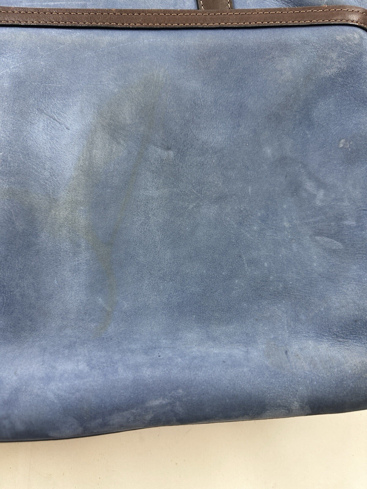 Jack Georges Briefcase Laptop Messenger Bag Blue Leather Missing Strap
