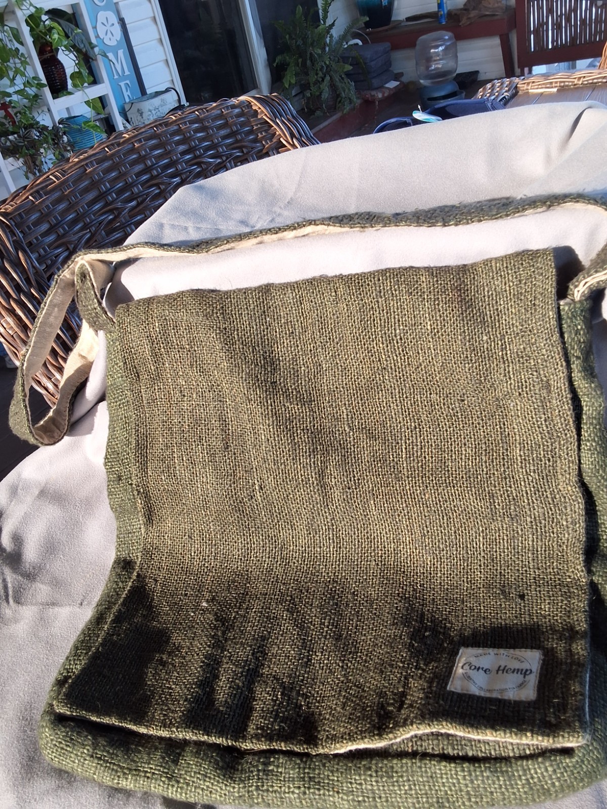 Core Hemp Unisex Boho Vegan Eco-Friendly Pure Hemp Army Green Crossbody Bag