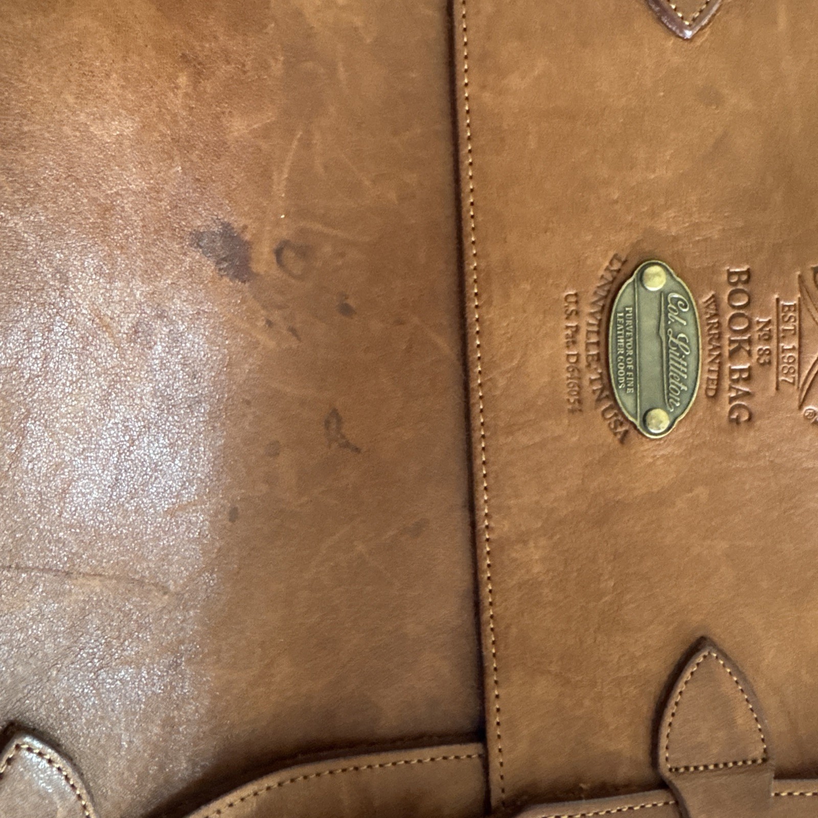 Colonel Littleton No. 83 Book Bag Vintage Brown Used (See Description)