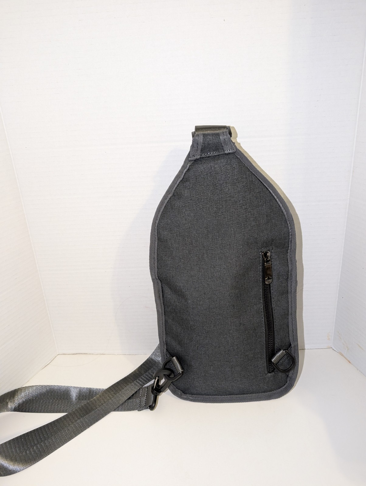 True Religion Crossbody Mens Sling Bag Gray Yeta 2.0 Buddha Logo Adjustable NWOT