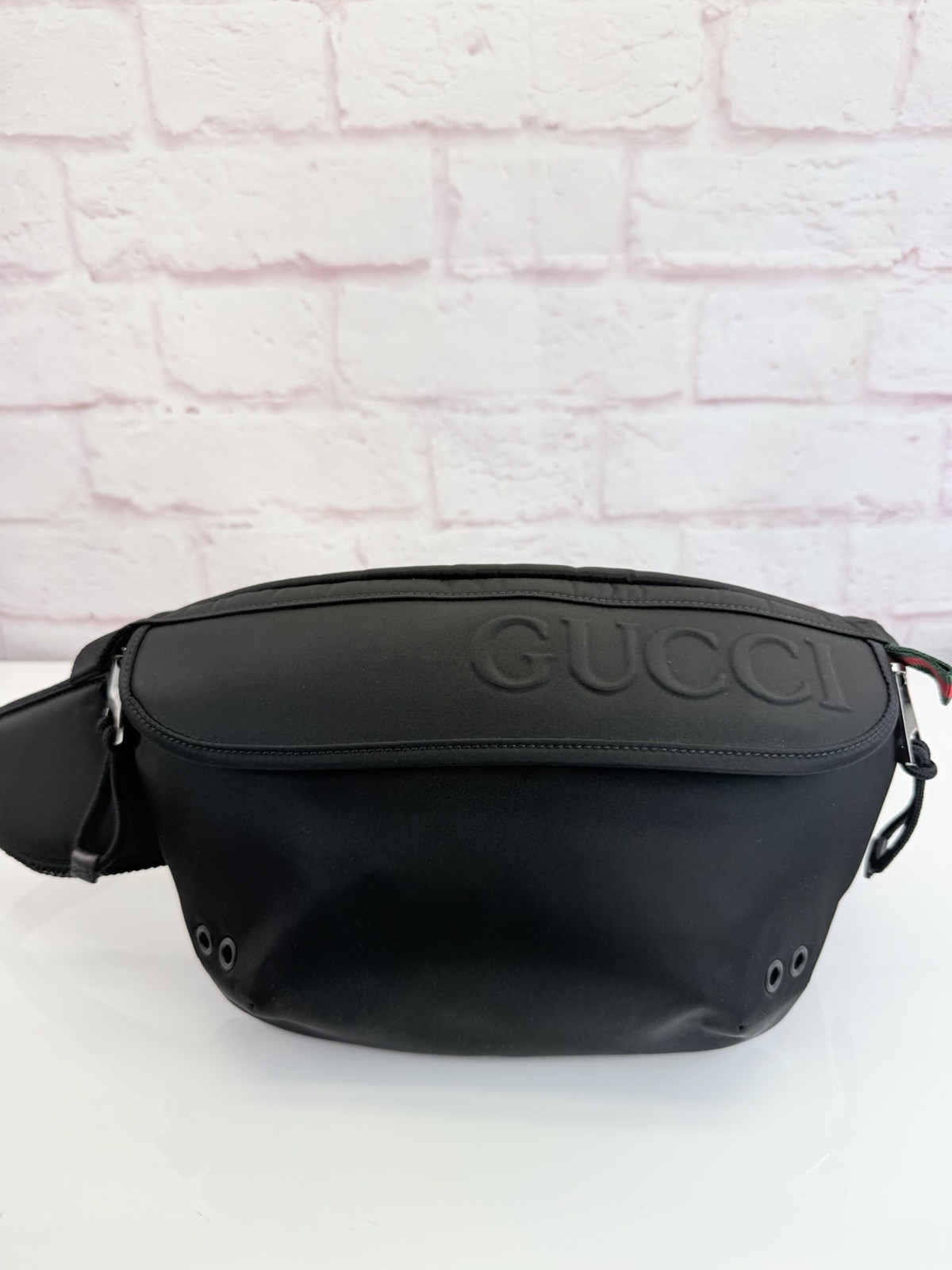 Gucci Nexus Web Interlocking Black Belt Bag Unisex NEW