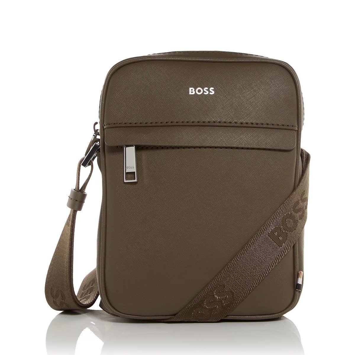 Hugo Boss Men’s BOSS Zair Small Crossbody Bag Bonded Leather Zip Top Green