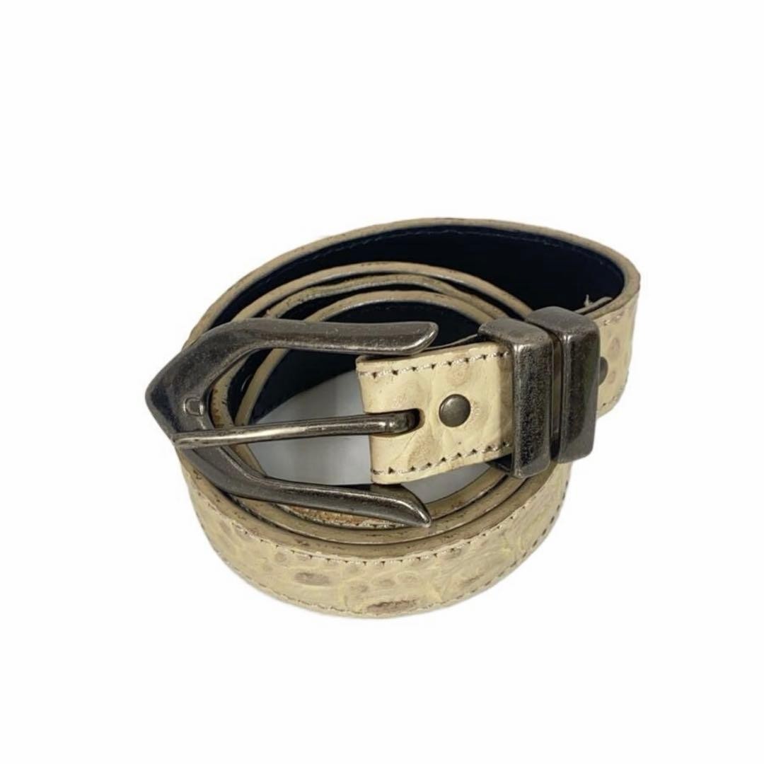 5351 pour les hommes Leather Arrow Belt White/Ivory 103cm Width 2.5cm, USED item