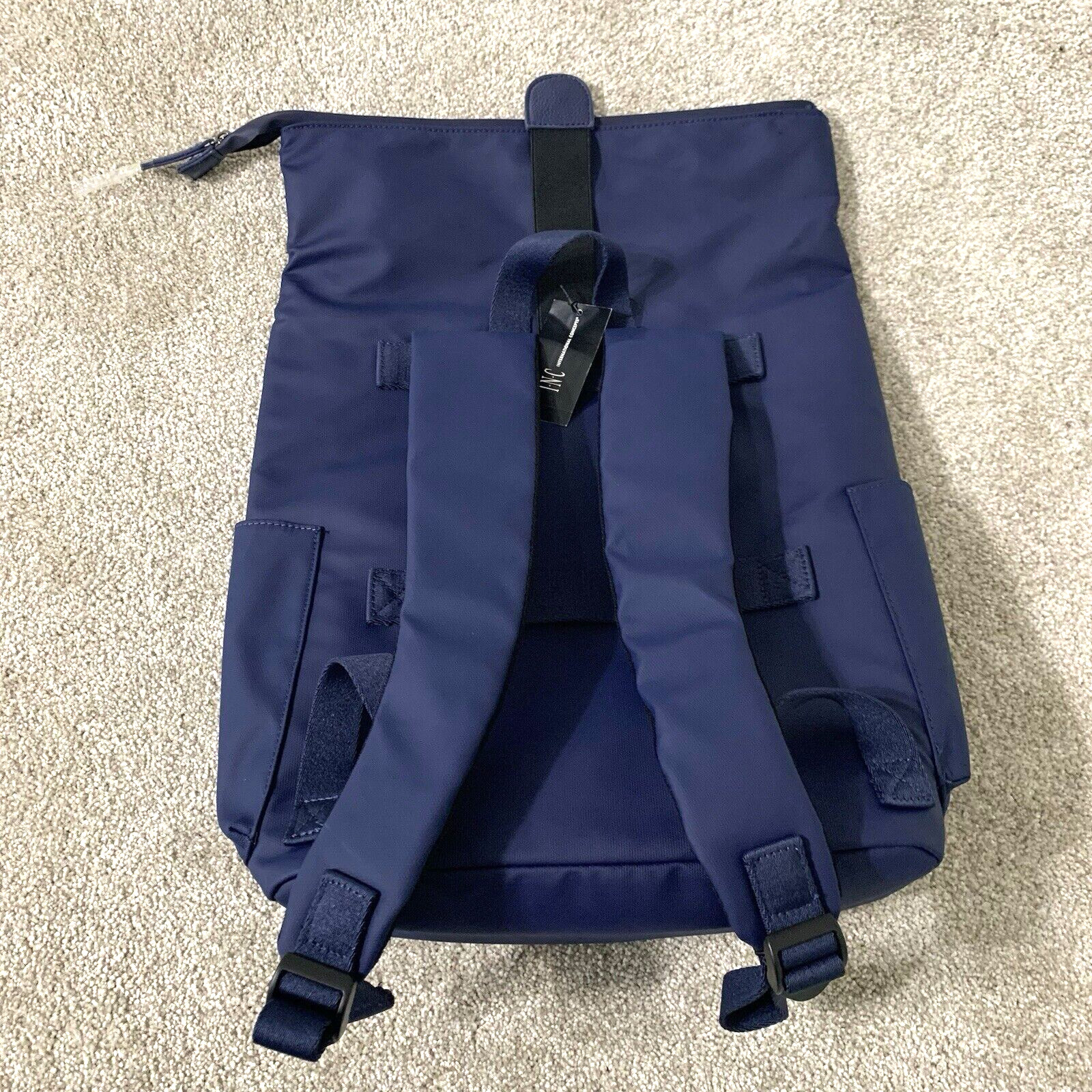 INC International Concepts Roll Top Backpack Laptop Sleeve Navy Blue MSRP $80