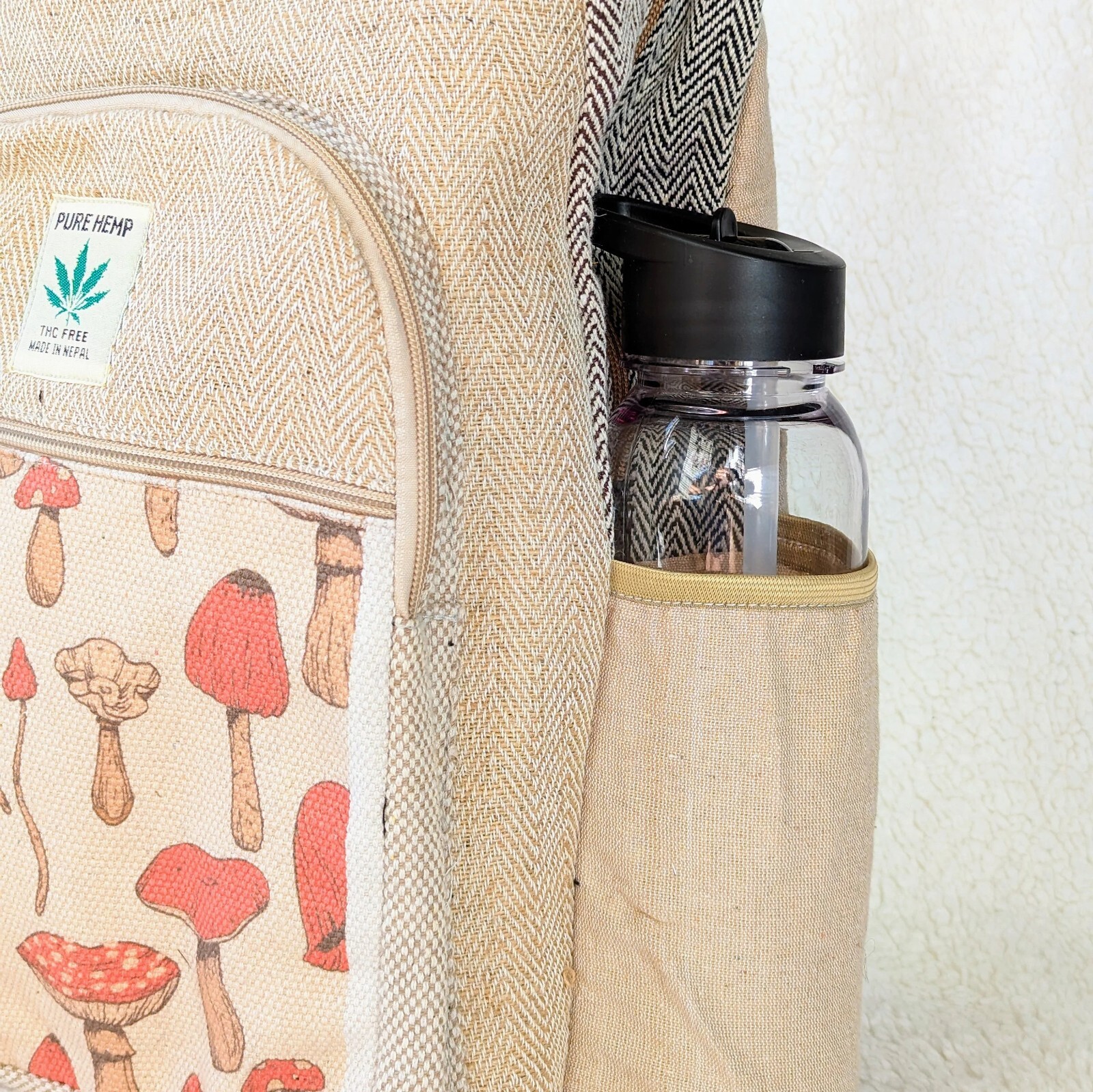 Handmade Hemp Backpack Nepal Boho Bag Laptop Hiking Travel Eco Unisex Gift Bag