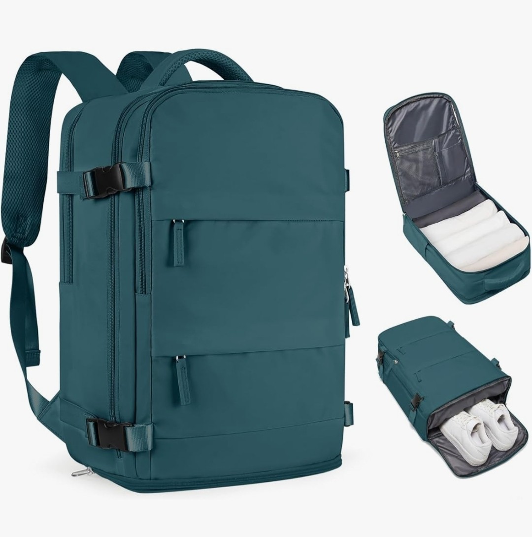 Travel Backpack Airline Approved Carry On Waterproof Hiking Bag – Teal
