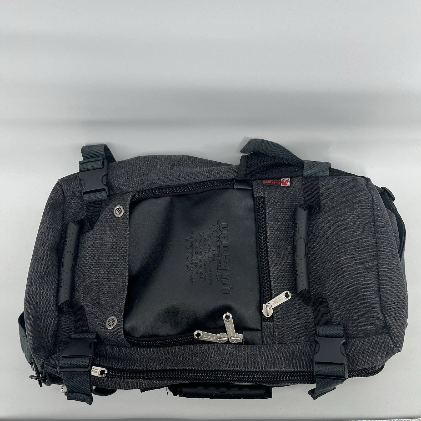 WITZMAN Travel Backpack Convertible Canvas Bag Gray Carry On