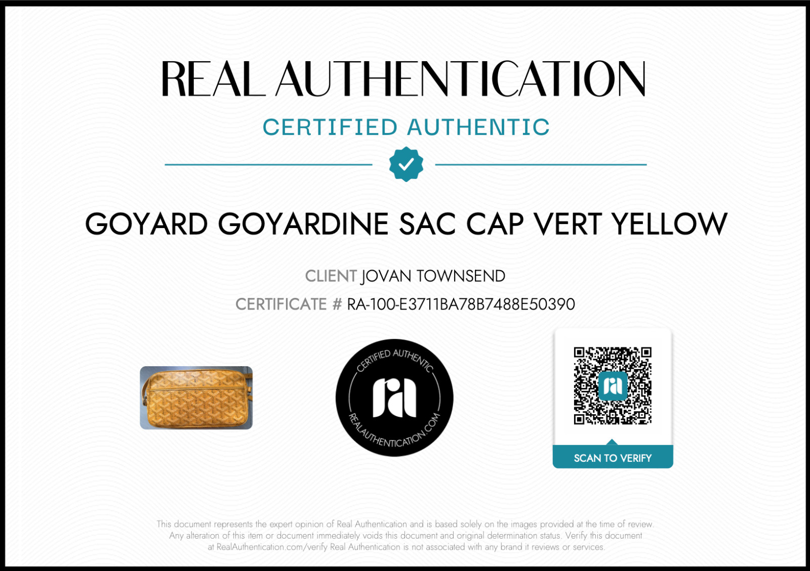 AUTHENTIC GOYARD YELLOW CAP VERT CROSSBODY BAG WITH C.O.A