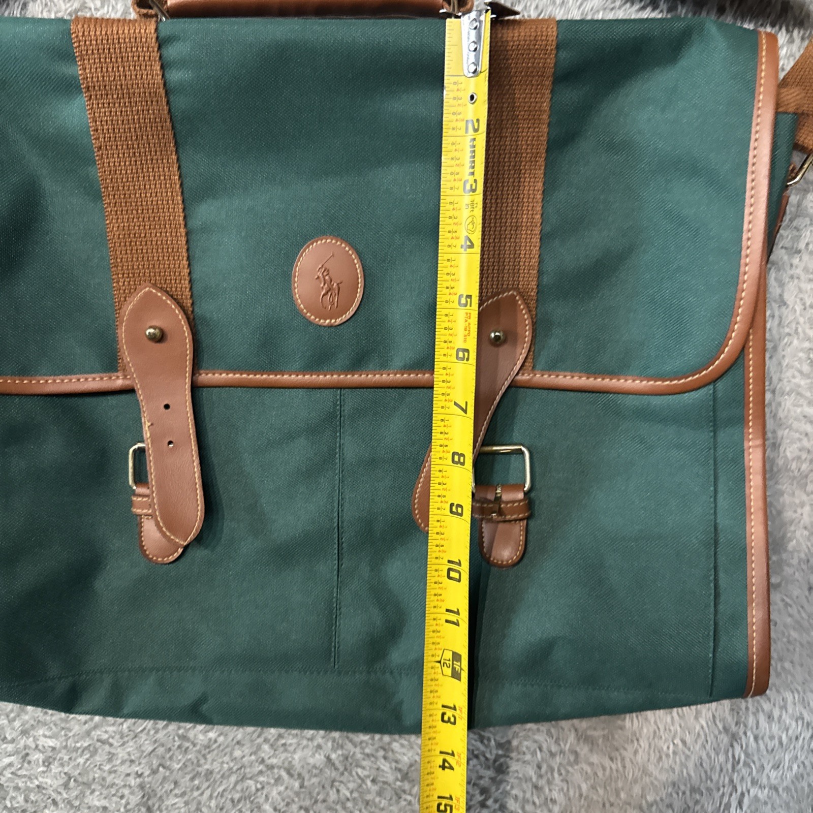 VTG Polo Ralph Lauren Laptop Messenger/Shoulder Bag Green/Brown