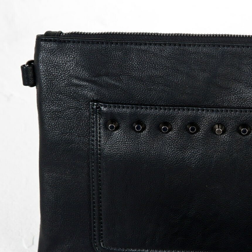 NewStylish Crystal skull studded leather clutch bag