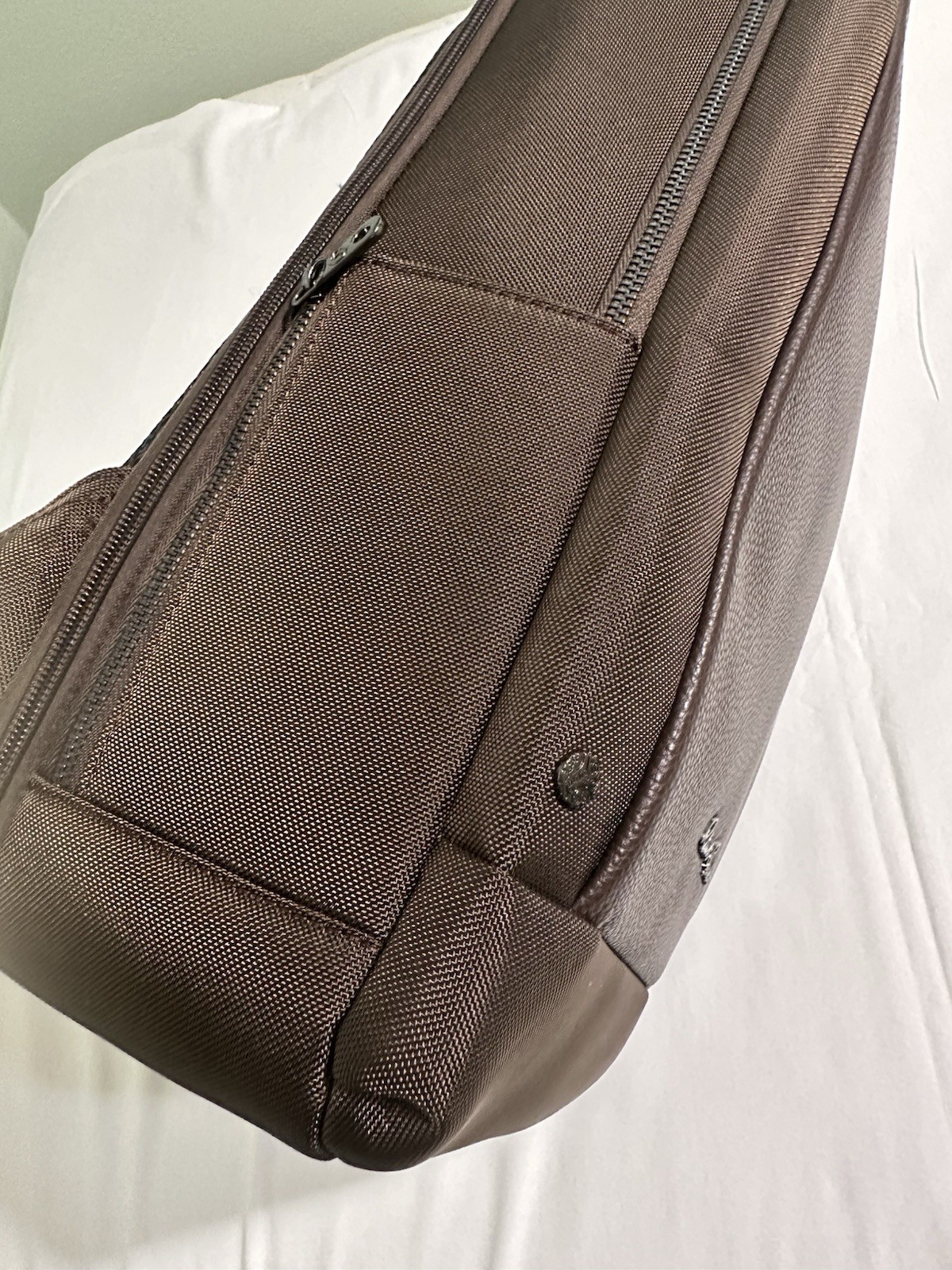 NWT Robert Graham LEATHER Panel Solid Travel Padded Laptop BROWN Backpack! $228!